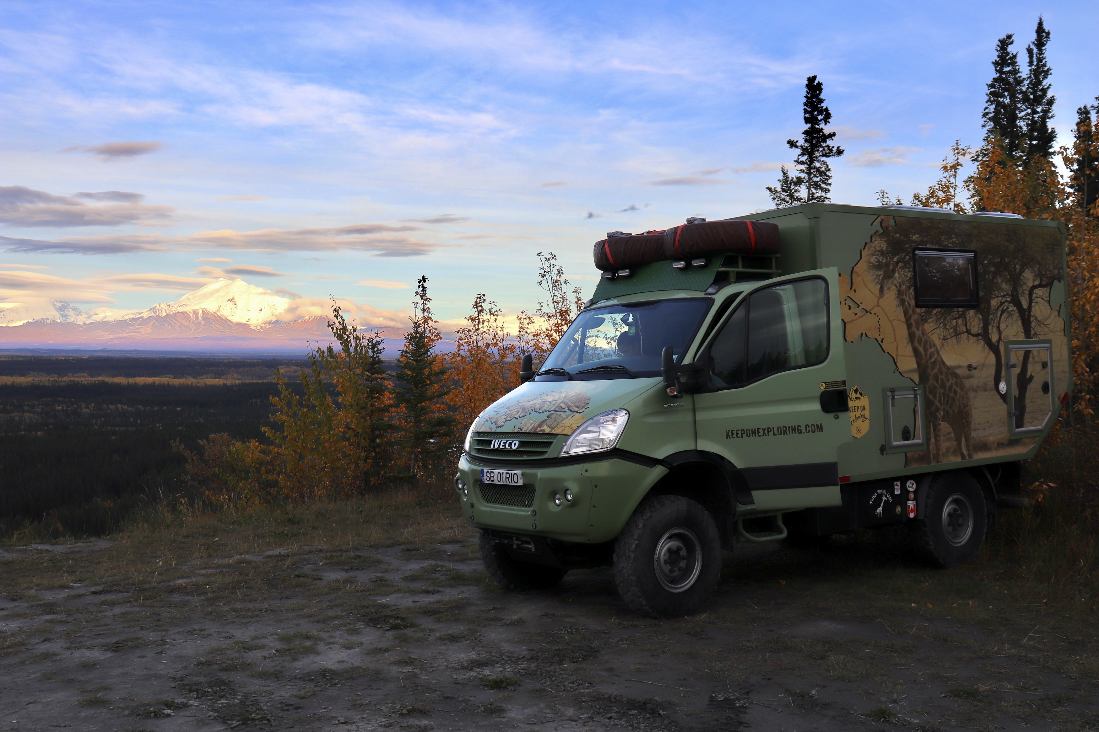 Camping view to Wrangell St. Elias National Park, Alaska