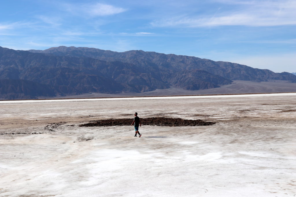 Walking on the salt layers of Salt Creek, Death Valley