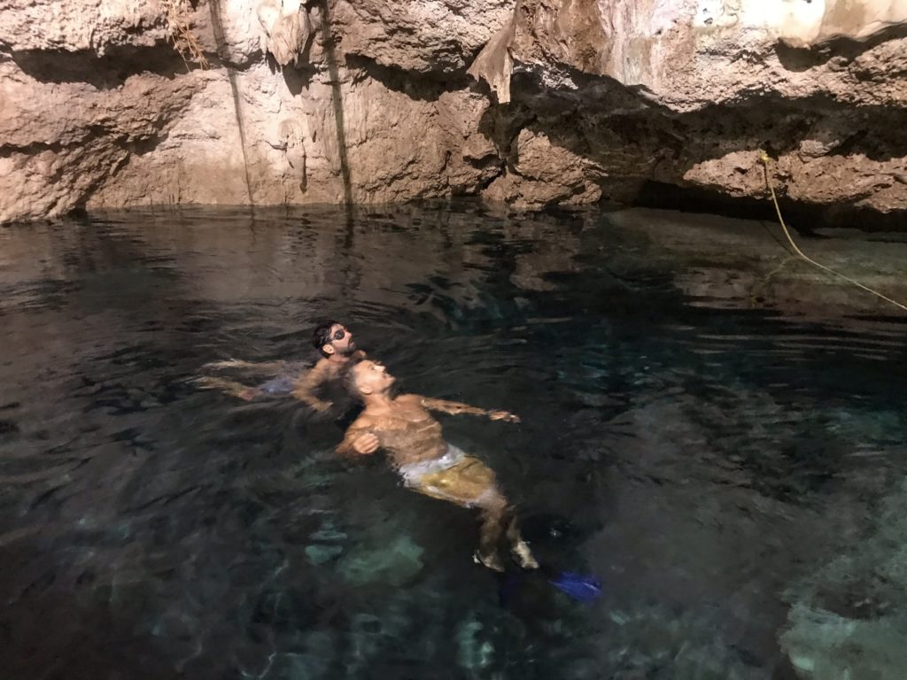 JP and Dudu enjoying the underground waters of Yucantan Peninsula