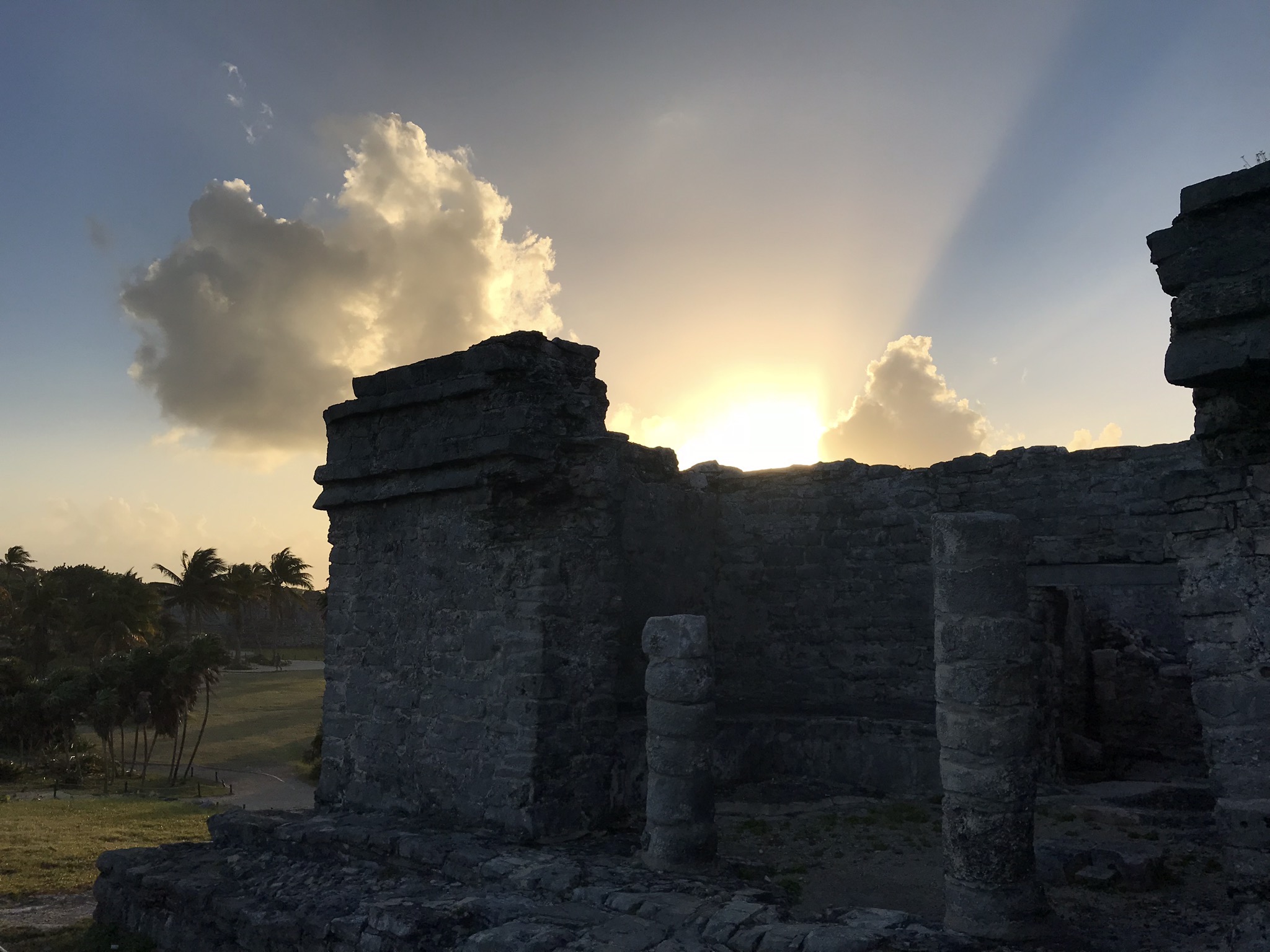 Sunset by Tulum Maya Pyramids