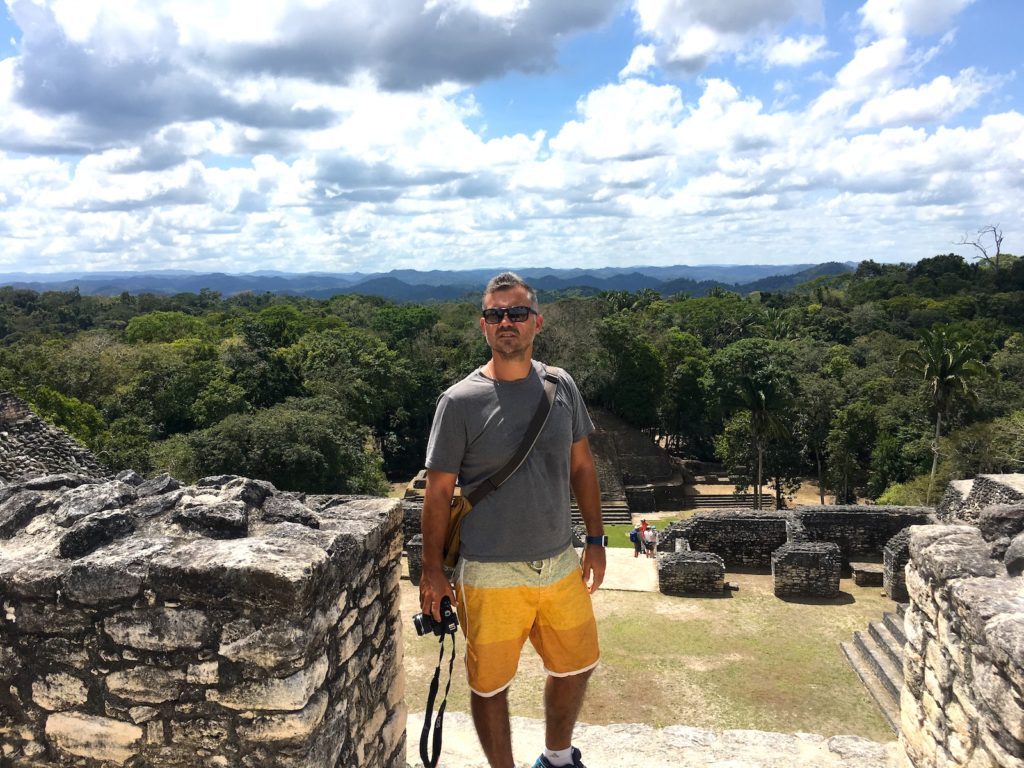 On the top of the pyramids in Belize