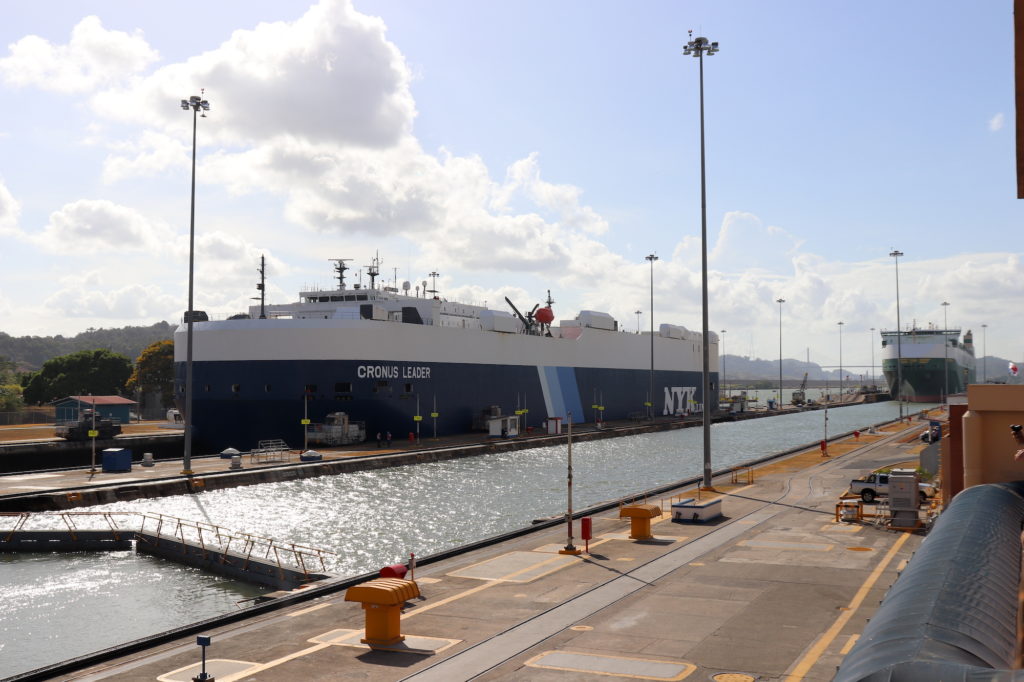 Carrier passing at Miraflores Locks 