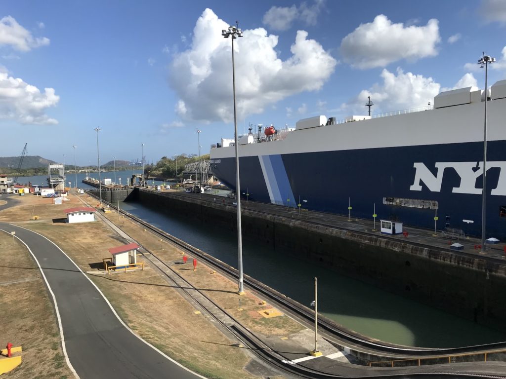 Carrier passing through Panama Canal