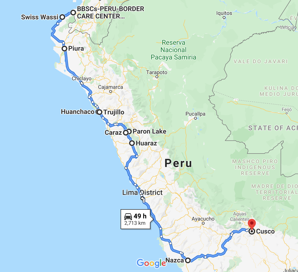 The route to Machu Picchu from Peru's northern border 