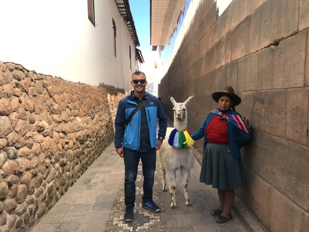 An Andean lady and her lama