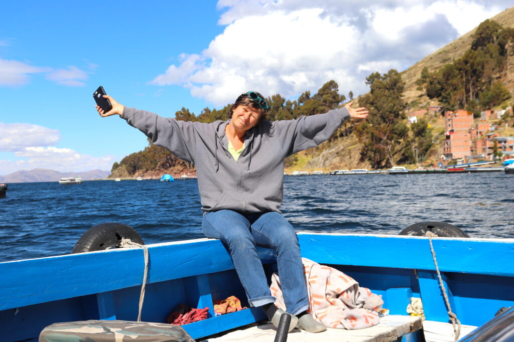 Happy on Lake Titicaca