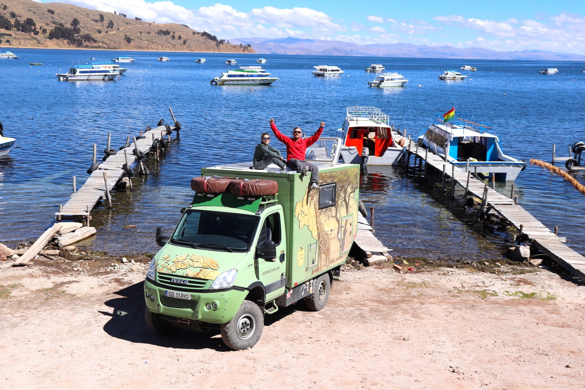 Yuhuu! Celebrating a great milestone, Lake Titicaca, Copacabana