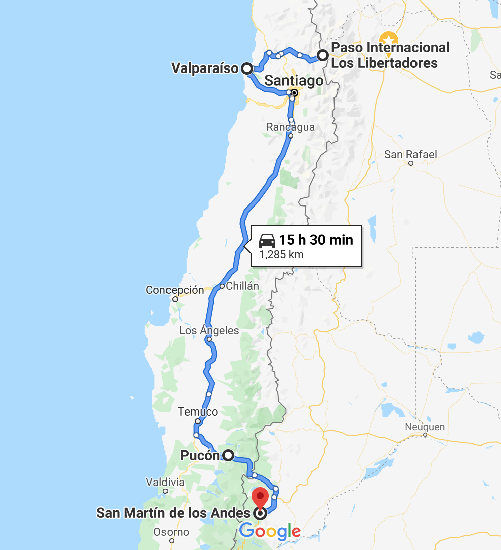 The route in Chile 